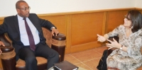 Mme Tina Draser, Manager Régionale pour l’Afrique centrale au Fonds mondial reçue par le Ministre des Finances et du Budget Monsieur Christian Geroges DIGUIMBAYE