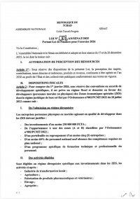 Loi N&deg; 008/AN/SENAT/2025 du 26 d&eacute;cembre 2025, portant Loi des finances pour l&rsquo;exercice 2026.